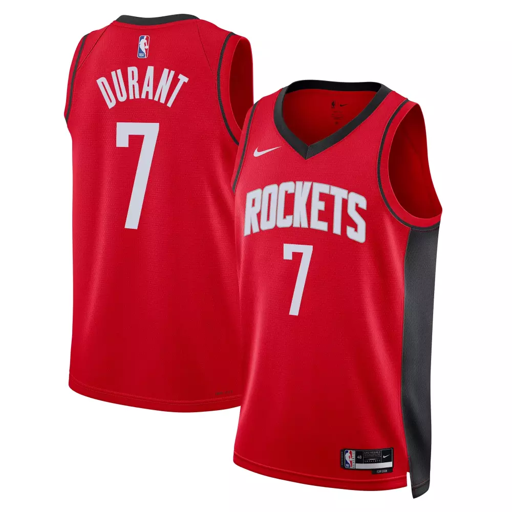 Kevin Durant 7 Rockets Jersey Red Men NBA Black White Unisex Swingman Icon