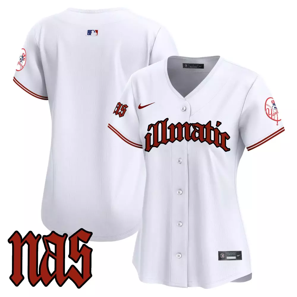 Nas Illmatic 45 New York Yankees Jersey White Men Red Vapor Premier Limited All Stitched