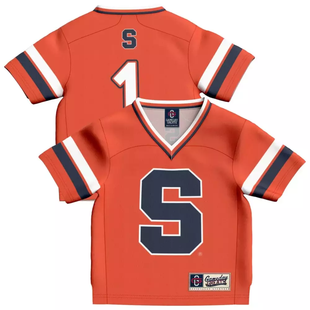Custom Syracuse Orange 1 Jersey Kids Navy White Gameday Fashion