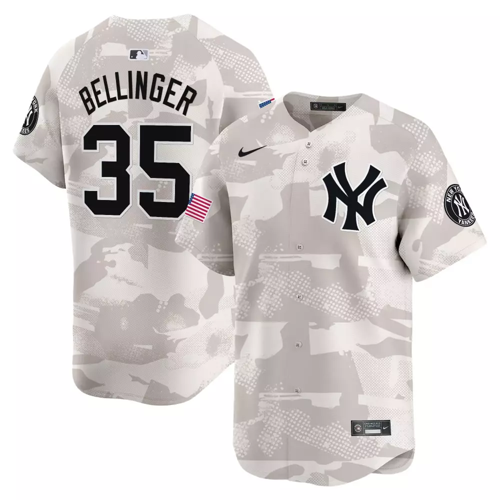 Cody Bellinger 35 Jersey Gray Camo New York Yankees American Flag Men Alternate Custom Design