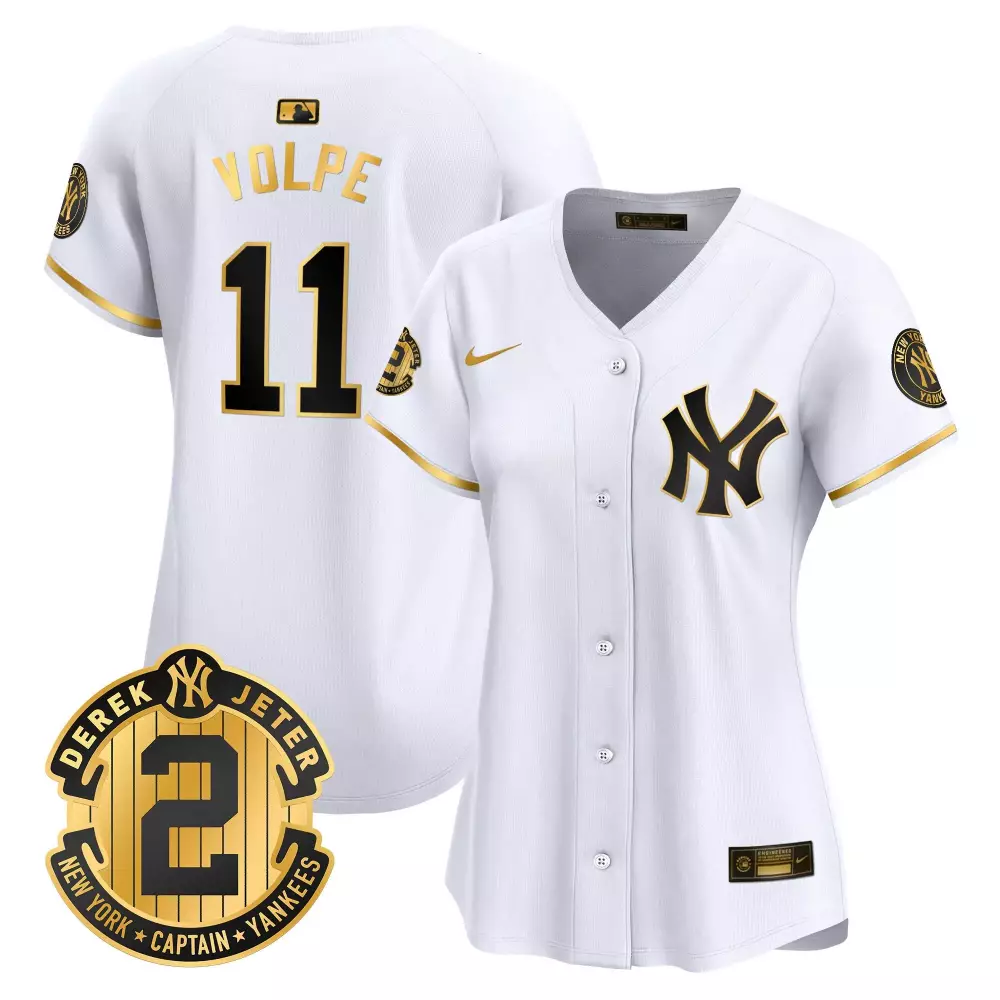 Anthony Volpe 11 New York Yankees Jersey White Derek Jeter Captain Edition Men Replica