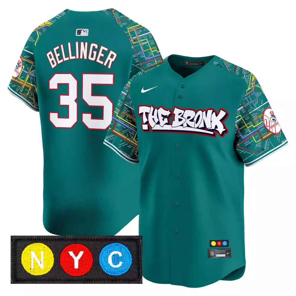 Bellinger Nyc 35 New York Yankees Jersey Teal Bronx Transit Map Men Custom Design