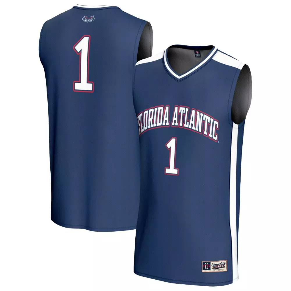 Florida Atlantic 1 Jersey Navy Owls Gameday Greats Men Split Design White Red Unisex
