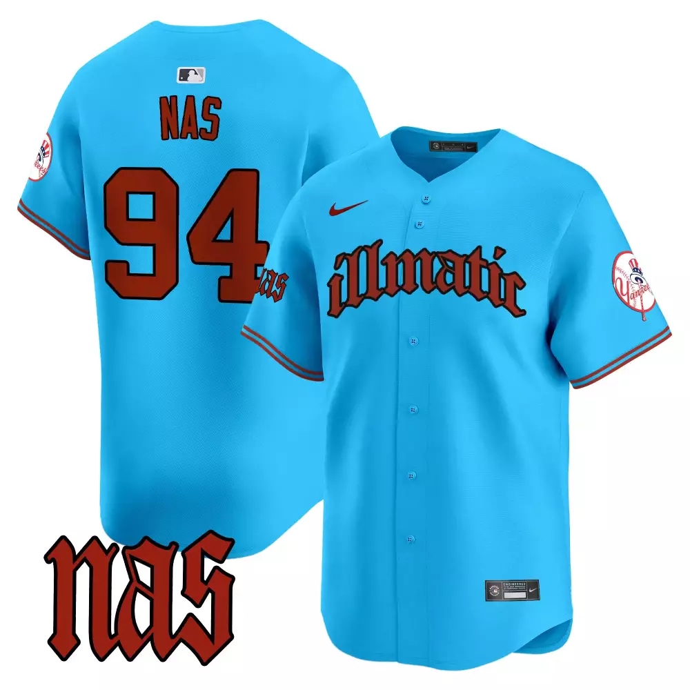 Illmatic Nas 94 New York Yankees Jersey Blue Men Red Vapor Premier Limited All Stitched