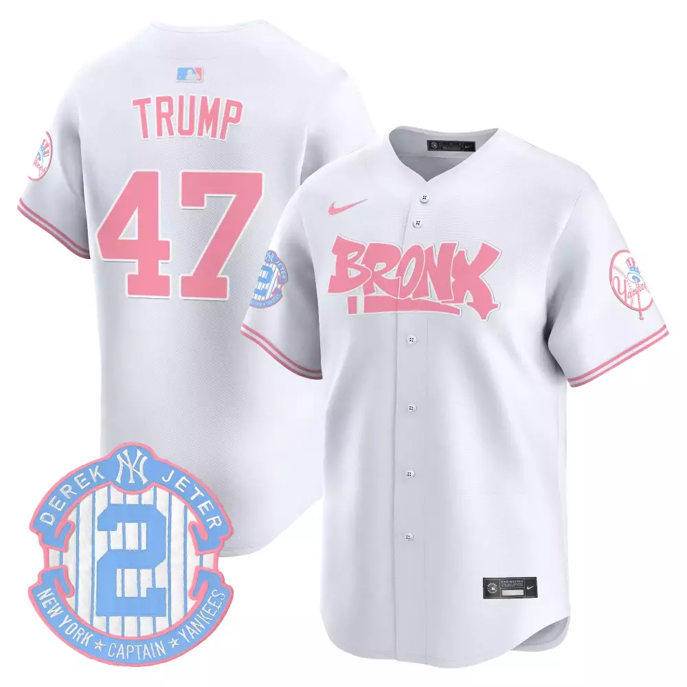 Donald Trump 47 New York Yankees Jersey White Men Alternate Pink Light Blue Unisex