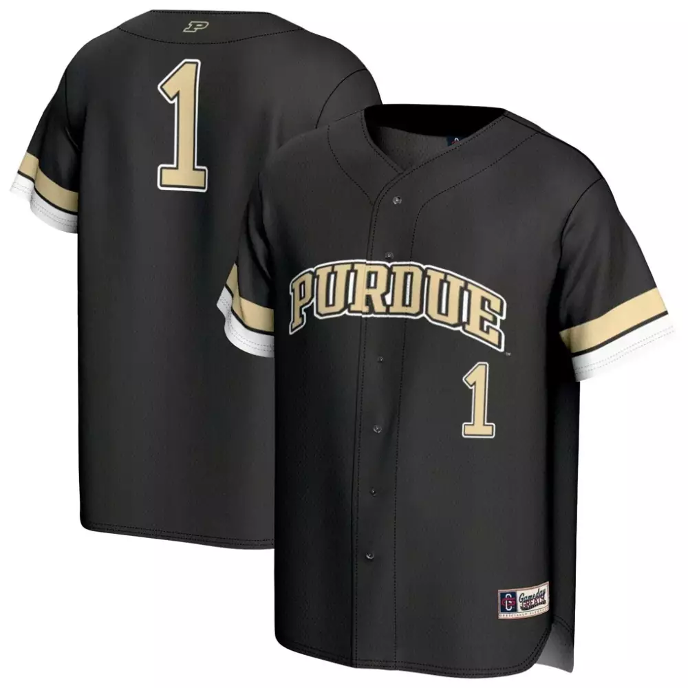 Purdue Boilermakers 1 Jersey Black Gold White Gameday Unisex Fashion