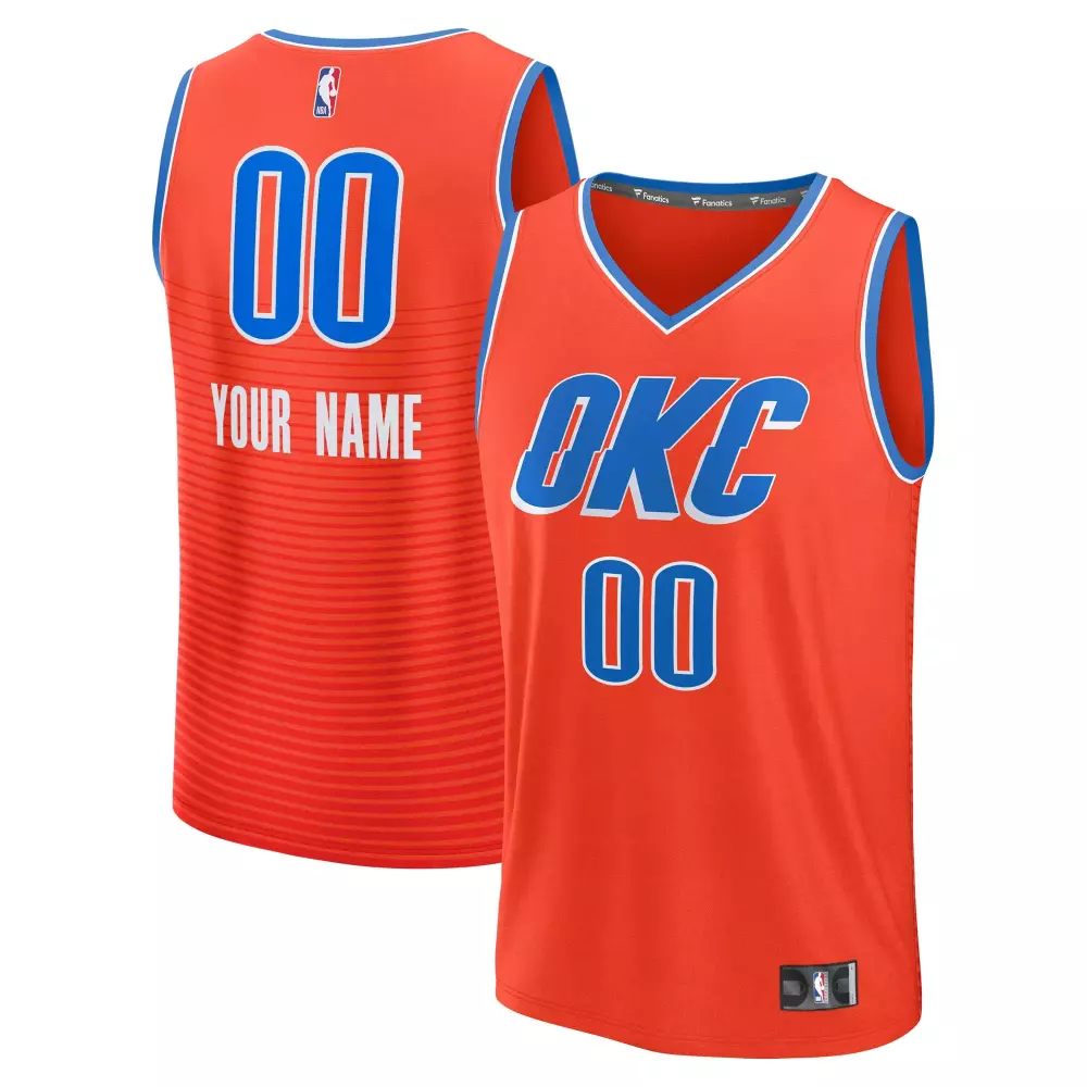 Custom Oklahoma City Thunder Jersey Orange Men Blue White