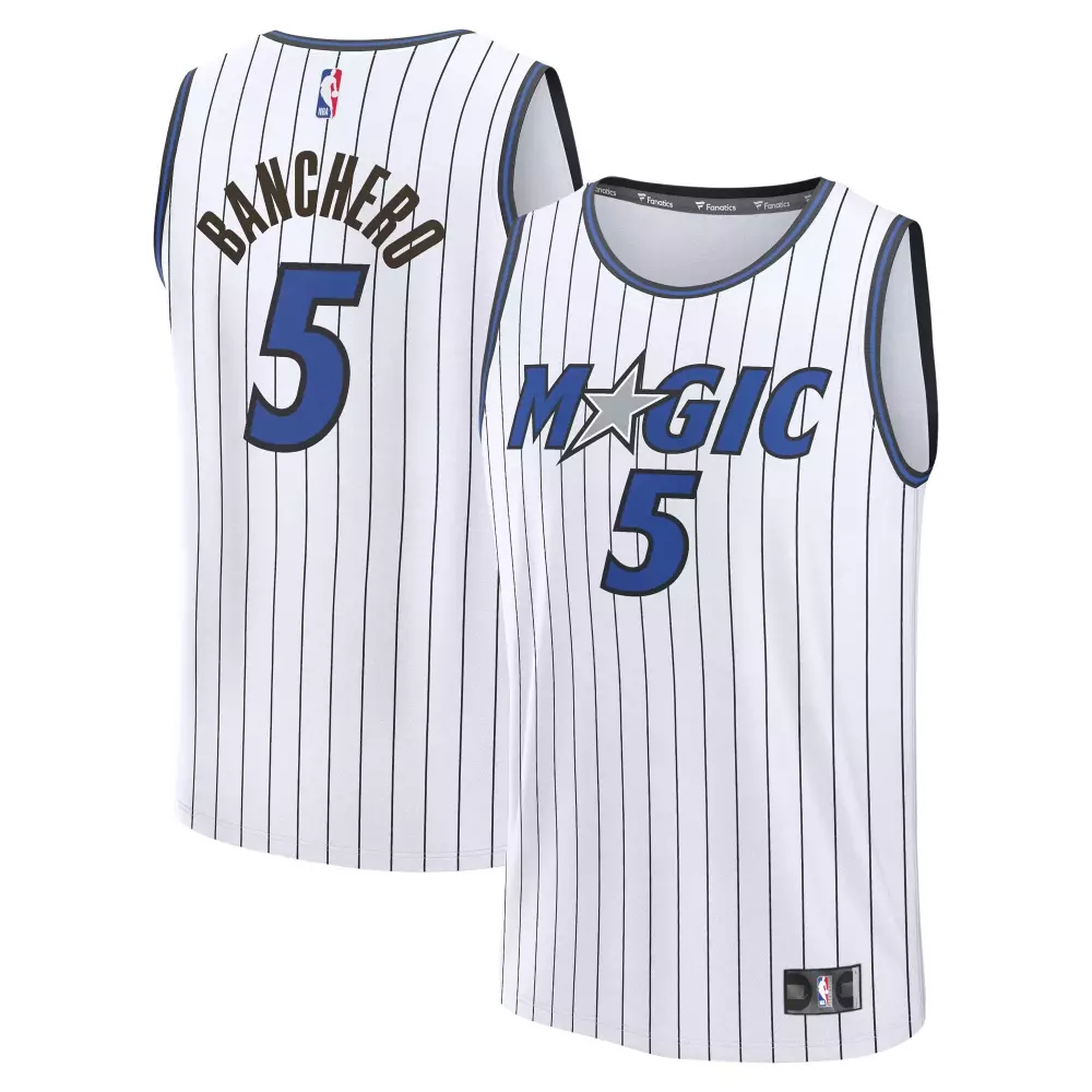 Paolo Banchero 5 Magic Jersey White Men NBA Blue Black Replica