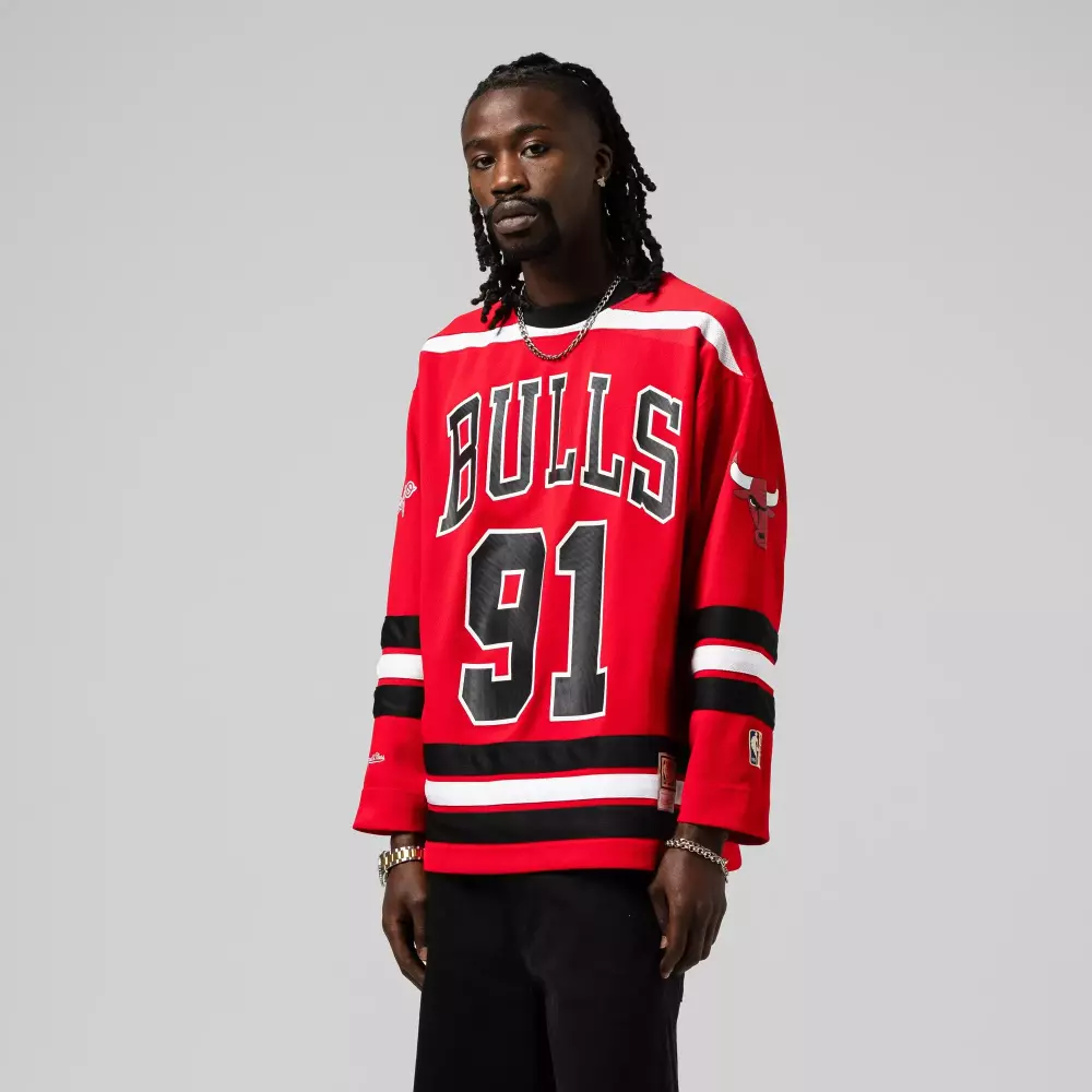 Dennis Rodman 91 Chicago Bulls Jersey Red Men Black White Unisex Fashion