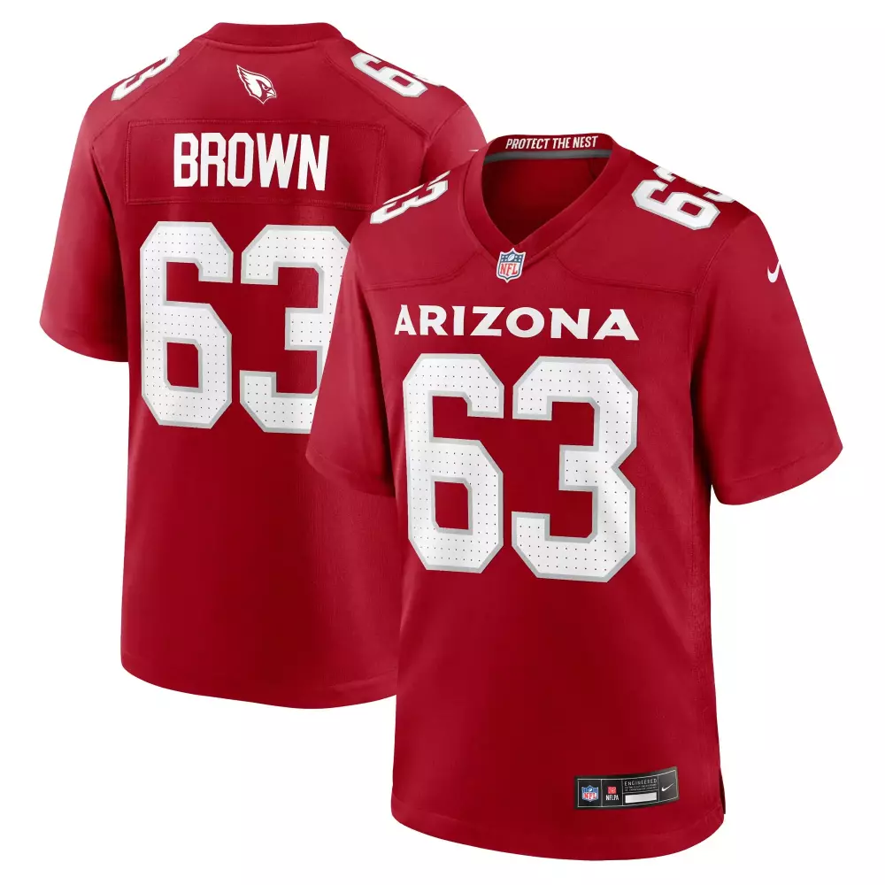 Elliott Brown 63 Jersey Red Arizona Cardinals Men White Game