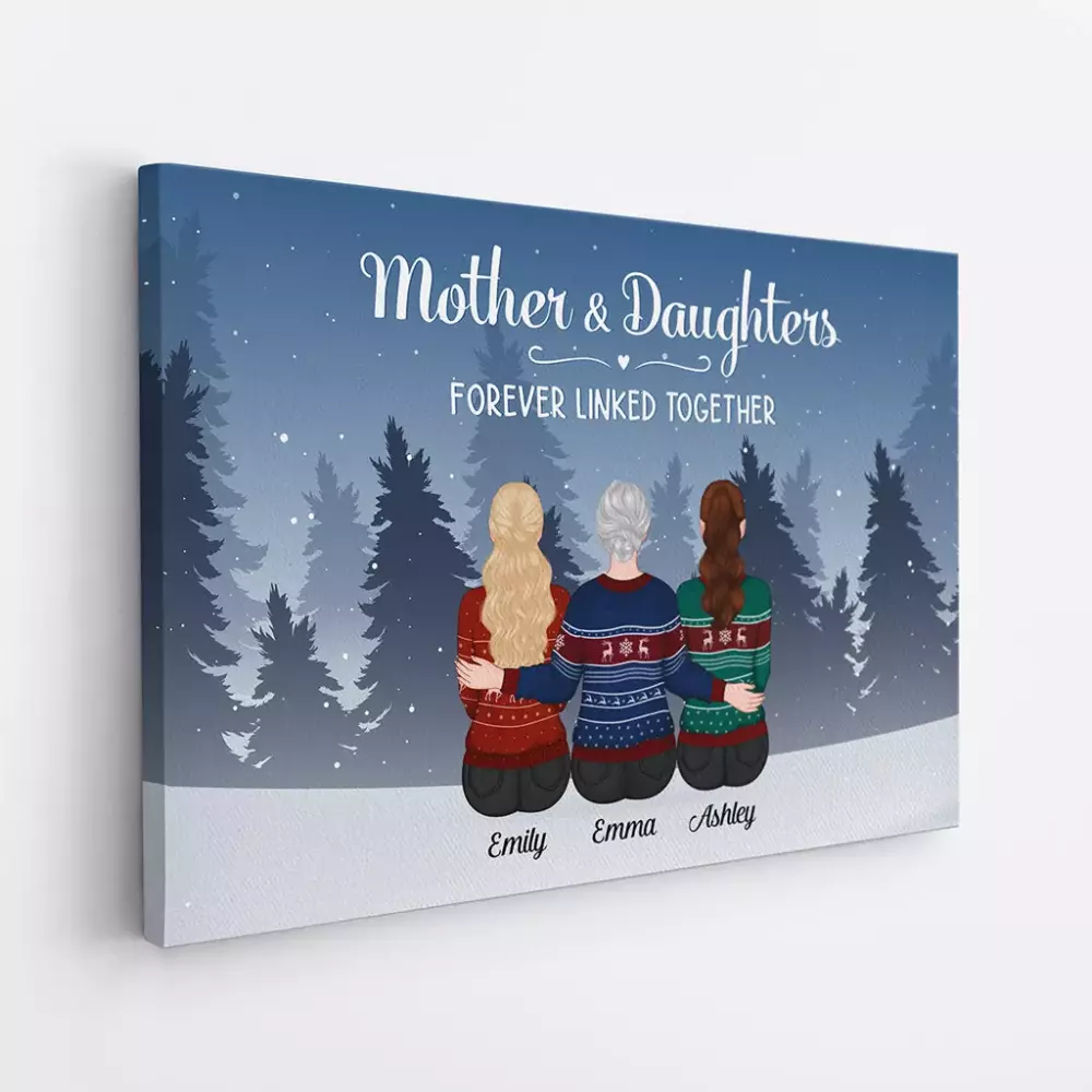 Mother Daughters Family Jersey Blue Women Christmas Sweater Red Green