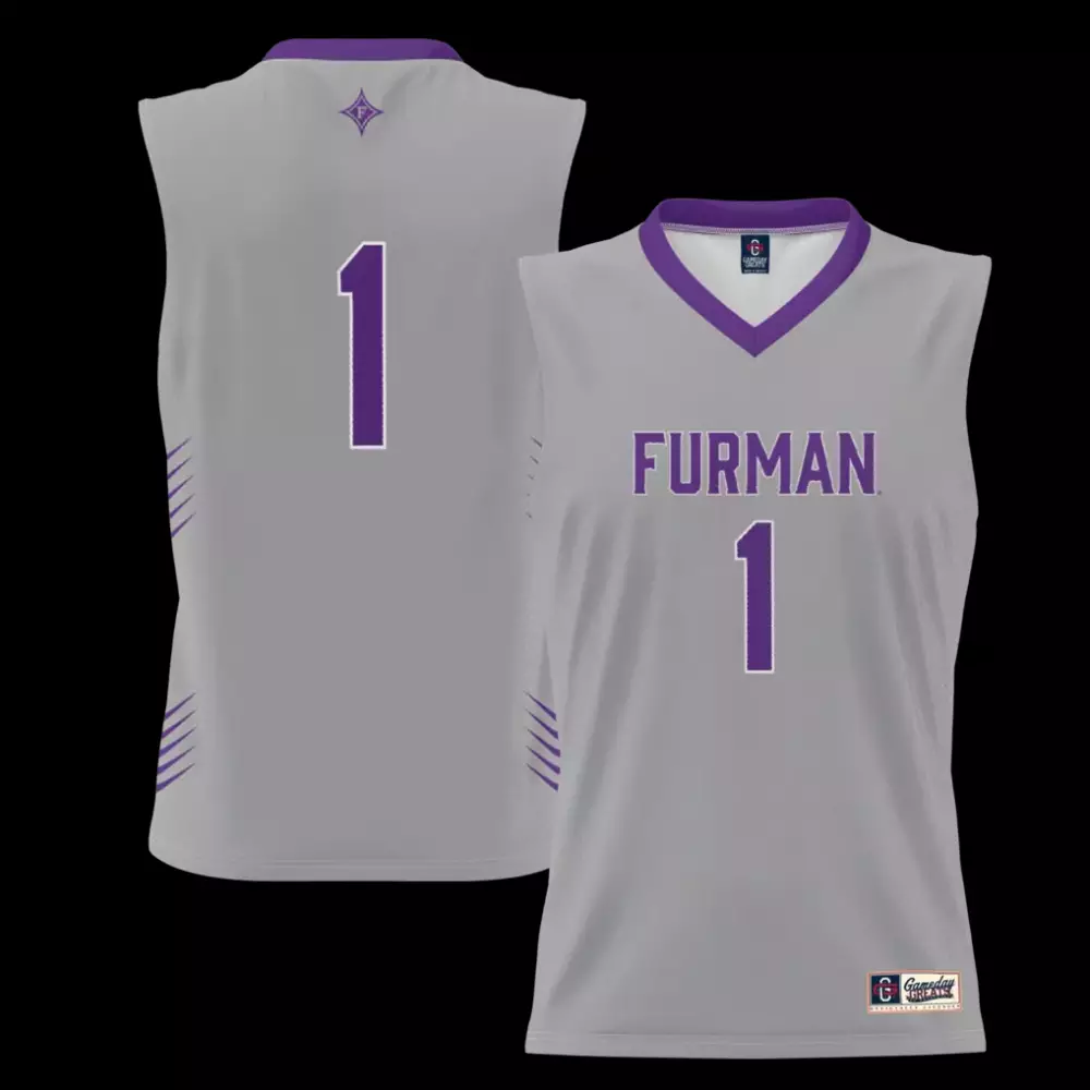 Furman Paladins 1 Jersey Grey Purple Gameday