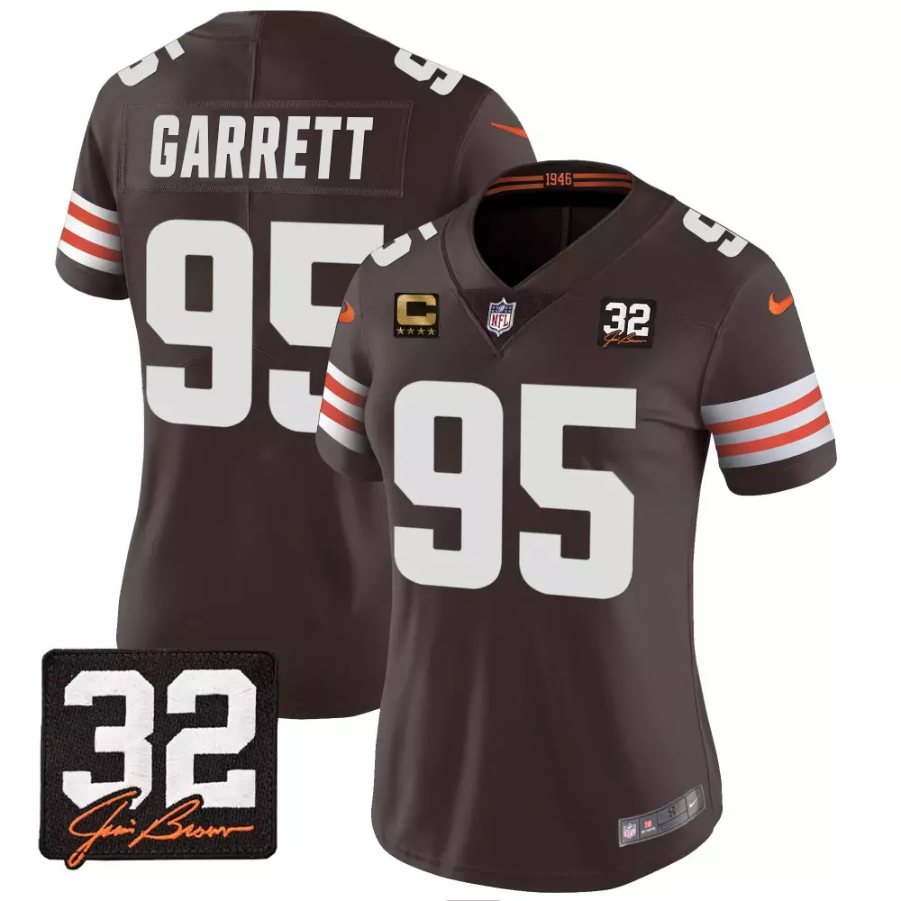 Myles Garrett 95 Cleveland Browns Jersey Brown Stars Women Player Orange White All