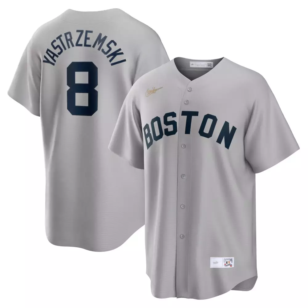 Yastrzemski 8 Boston Red Sox Jersey Gray Men Navy All Stitched Vapor
