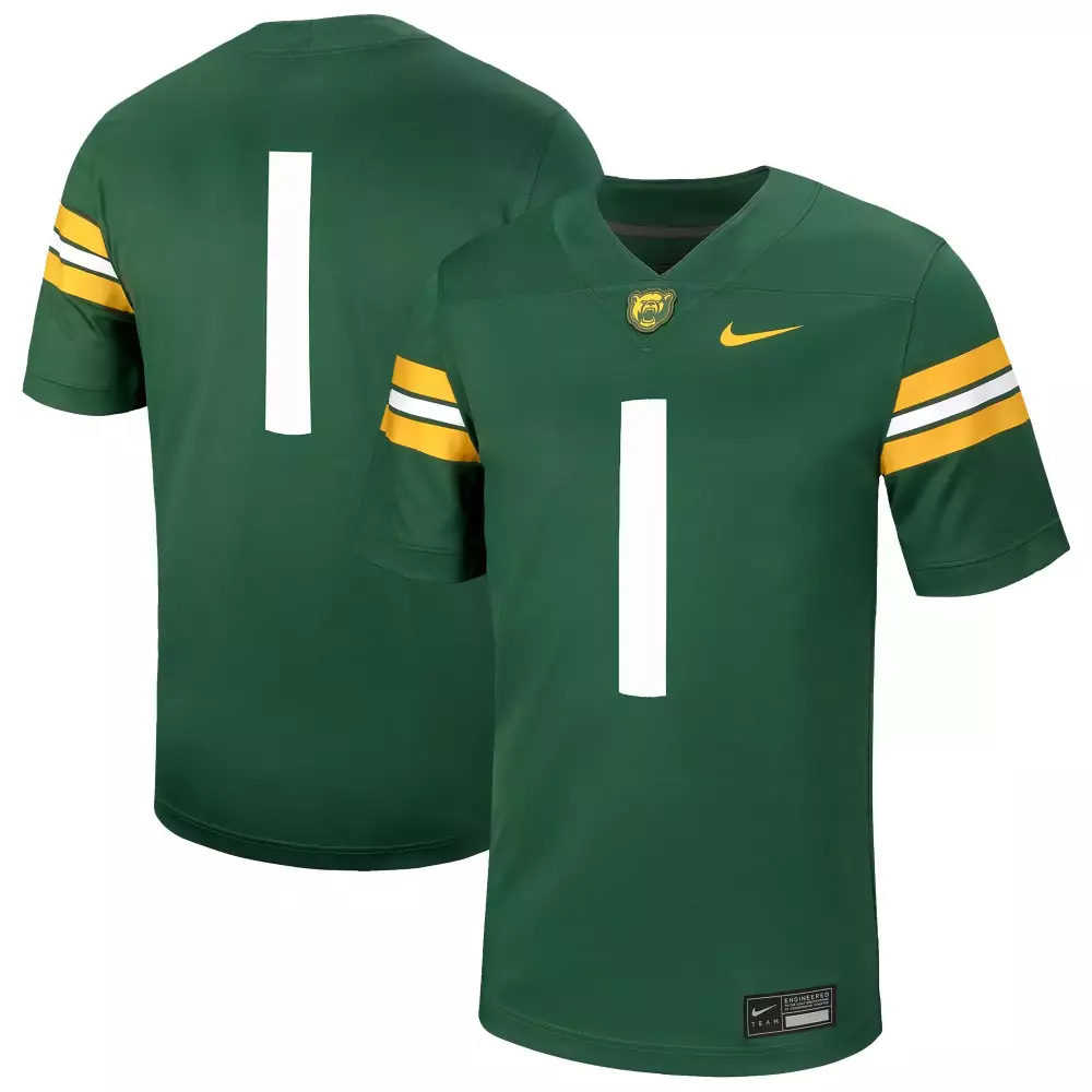 Custom Baylor Bears 1 Jersey Green Authentic White Yellow Vapor All Stitched