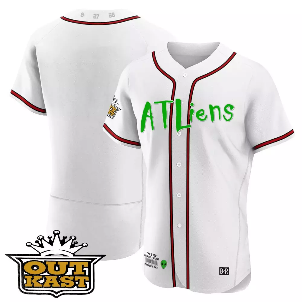 Outkast Atlliens Atlanta Braves Jersey White Atliens 1996 Men Red Green All Stitched