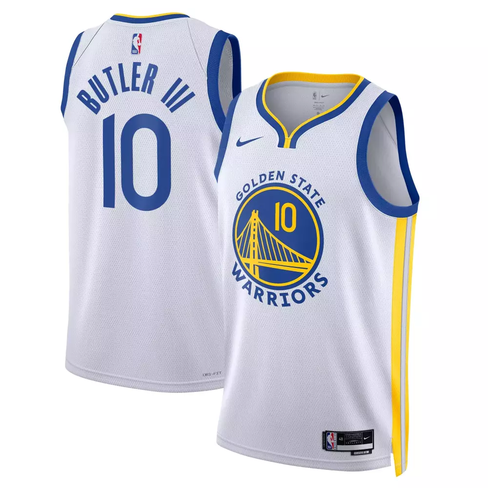 Jimmy Butler 10 Jersey White Golden State Warriors Men Blue Yellow Unisex Swingman