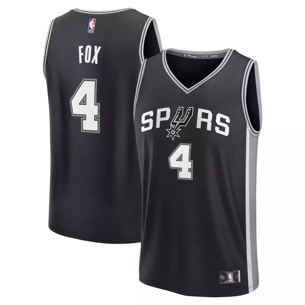 De'aaron Fox 4 Spurs Jersey Black Men Fanatics White Grey Replica Icon