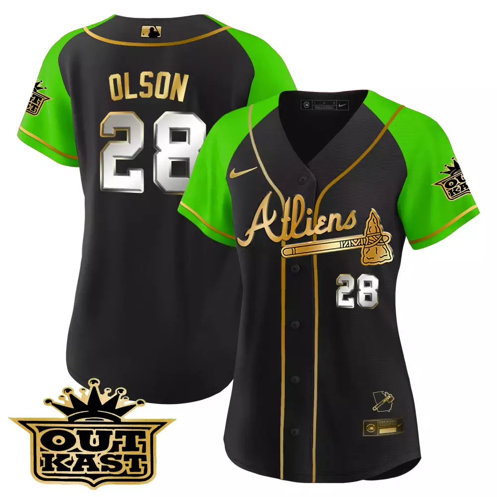 Andr Atlien 28 Atlanta Braves Jersey Black Outkast Collaboration Georgia State Outline 2023
