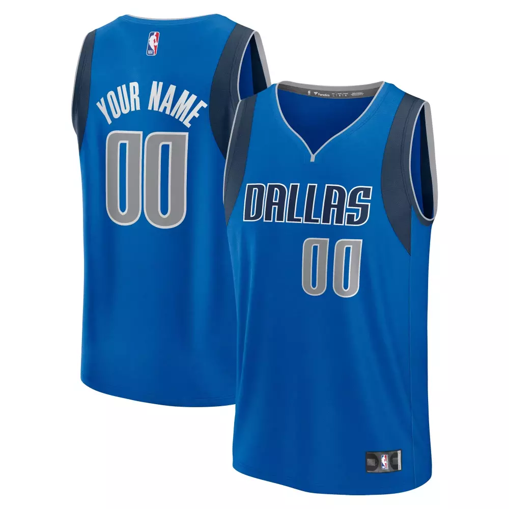 Custom Dallas Mavericks Jersey Blue Men Grey White Icon