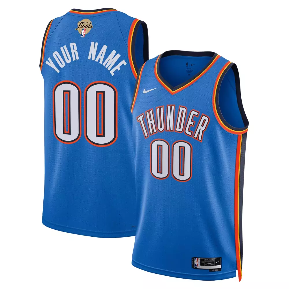 Custom Oklahoma City Thunder Jersey Blue Men Orange Yellow Black Unisex Swingman