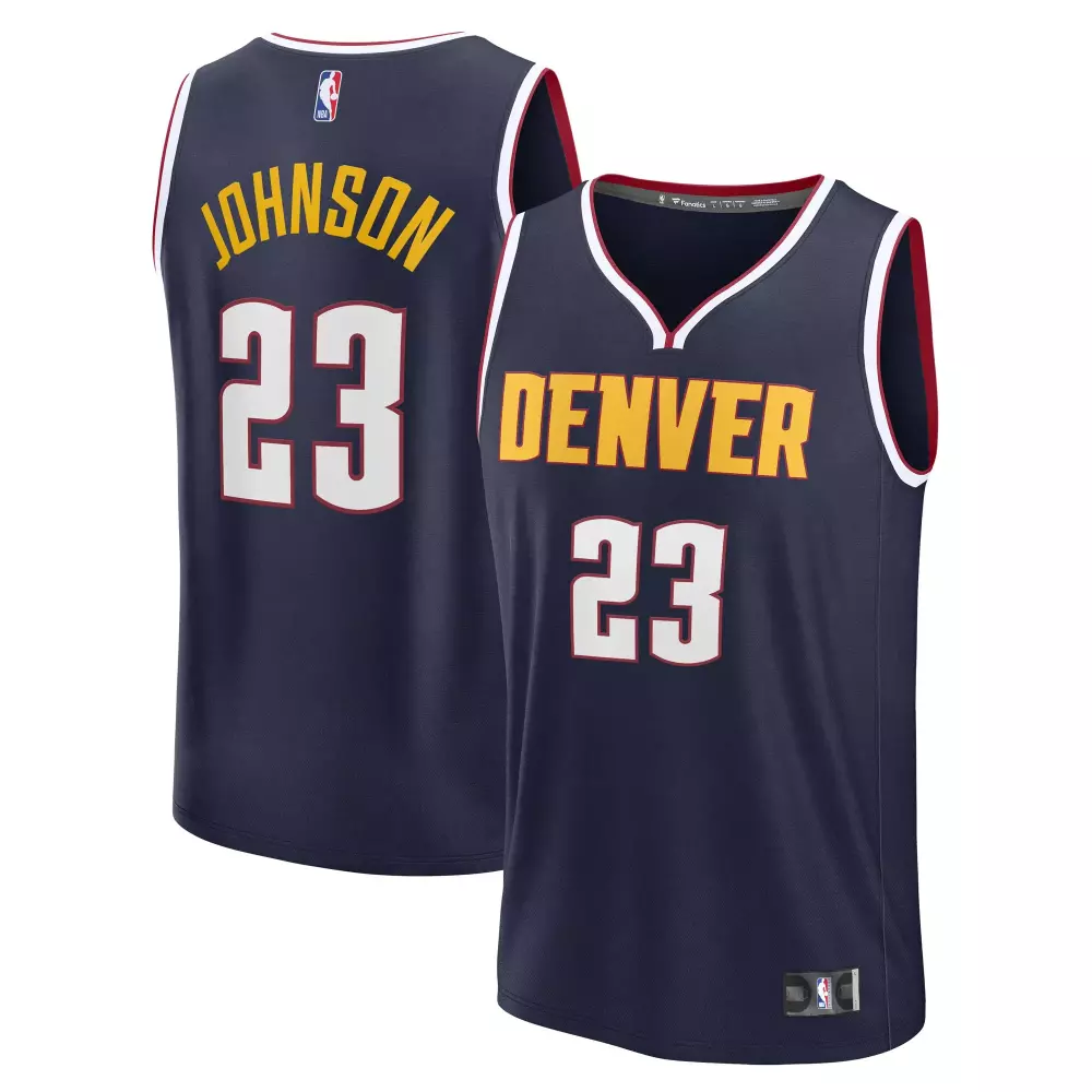 Cameron Johnson 23 Denver Nuggets Jersey Navy Men Yellow White Red Replica Icon