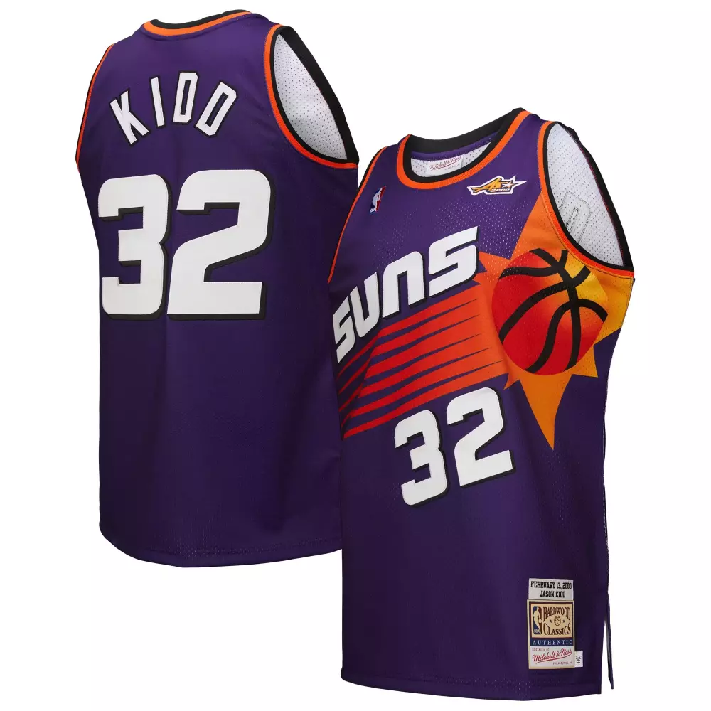 Jason Kidd 32 Suns Jersey Purple Mitchell & Ness Hardwood Classics Men Orange White