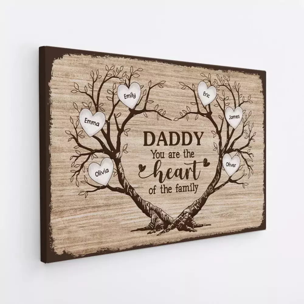 Daddy The Family Jersey Brown Heart Tree White Beige