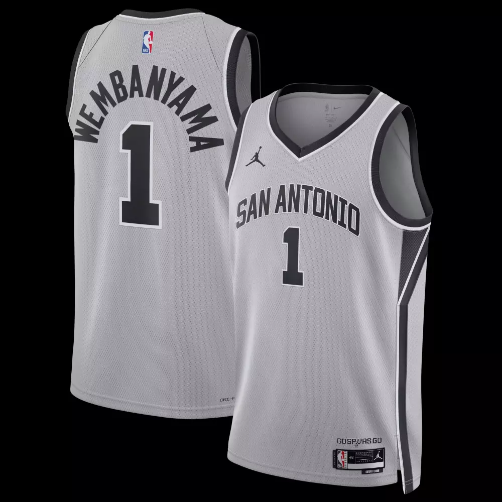 Victor Wembanyama 1 Jersey Grey San Antonio Spurs Men Black Unisex Swingman