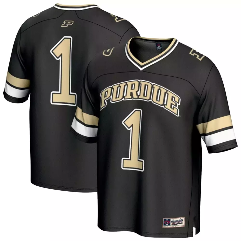 Purdue 1 Jersey Black Gold White Gameday Unisex Fashion