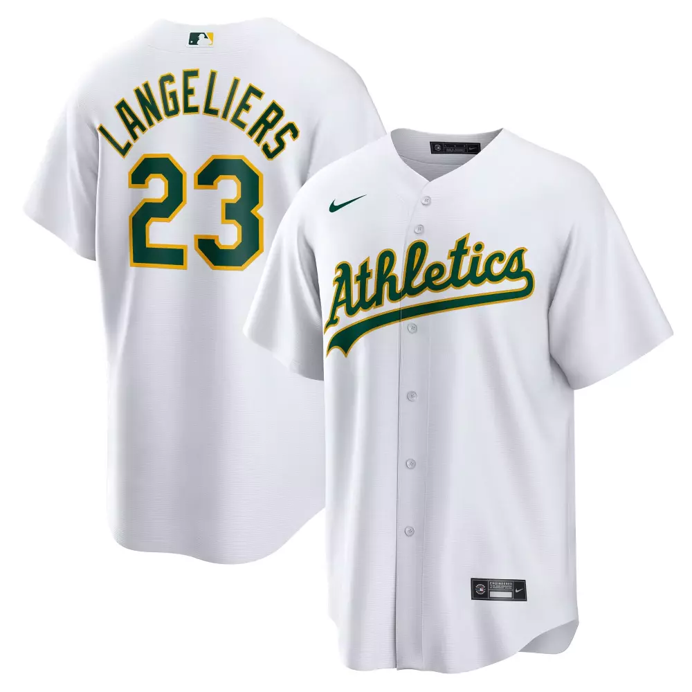 Shea Langeliers 23 Athletics Jersey White Men Green Gold Home Replica
