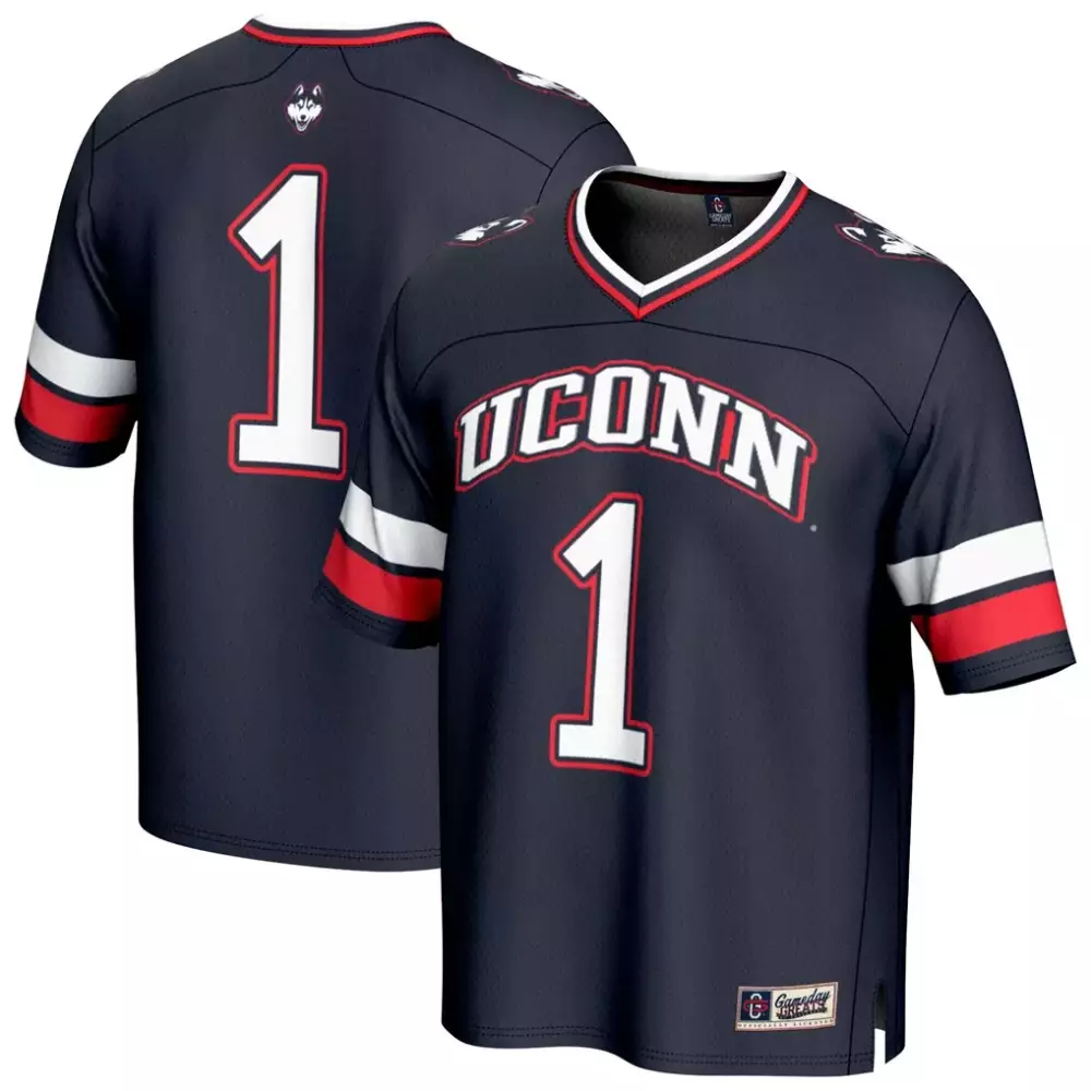 Custom Uconn Huskies 1 Jersey Navy Blue White Red Gameday Fashion