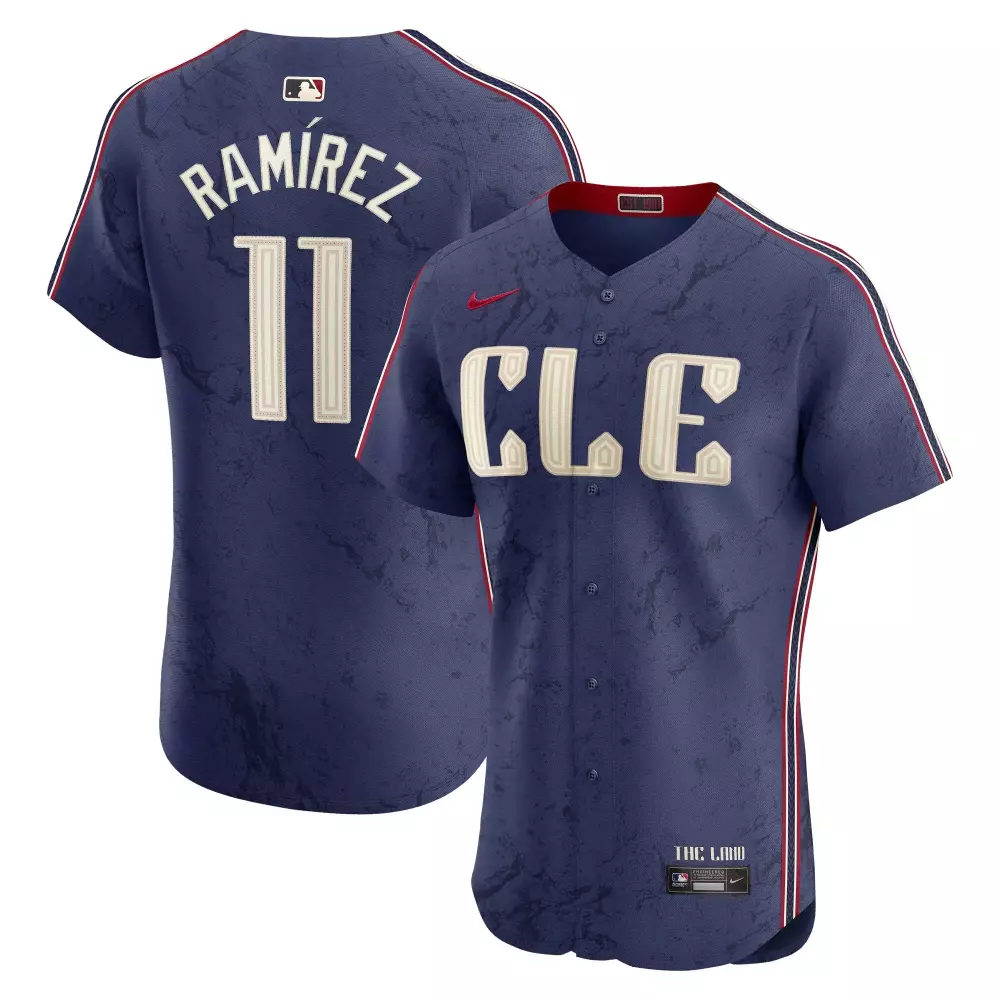 Jos Ram 11 Guardians Jersey Navy City Connect Men Custom Design Tan Red White Elite