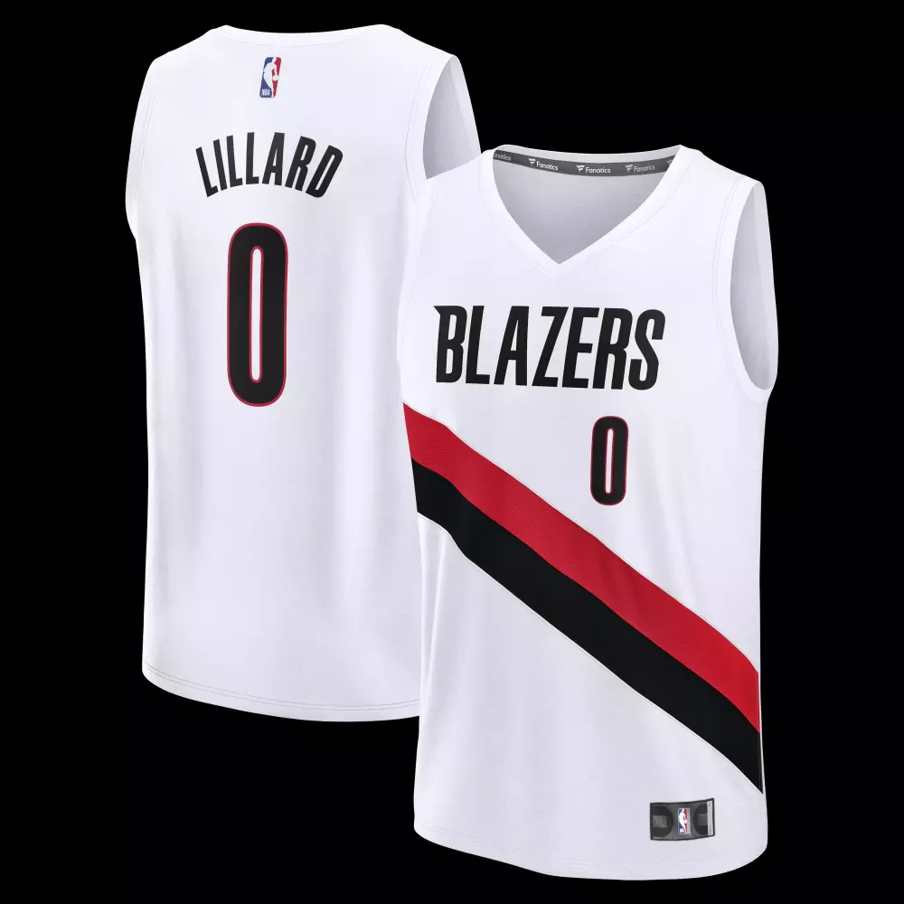 Damian Lillard Blazers Jersey White Men NBA Black Red Replica