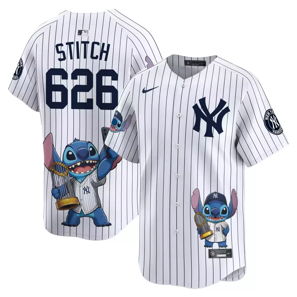 Stitch New York Yankees Jersey White Lilo & Men Navy Blue Unisex Vapor Premier Limited