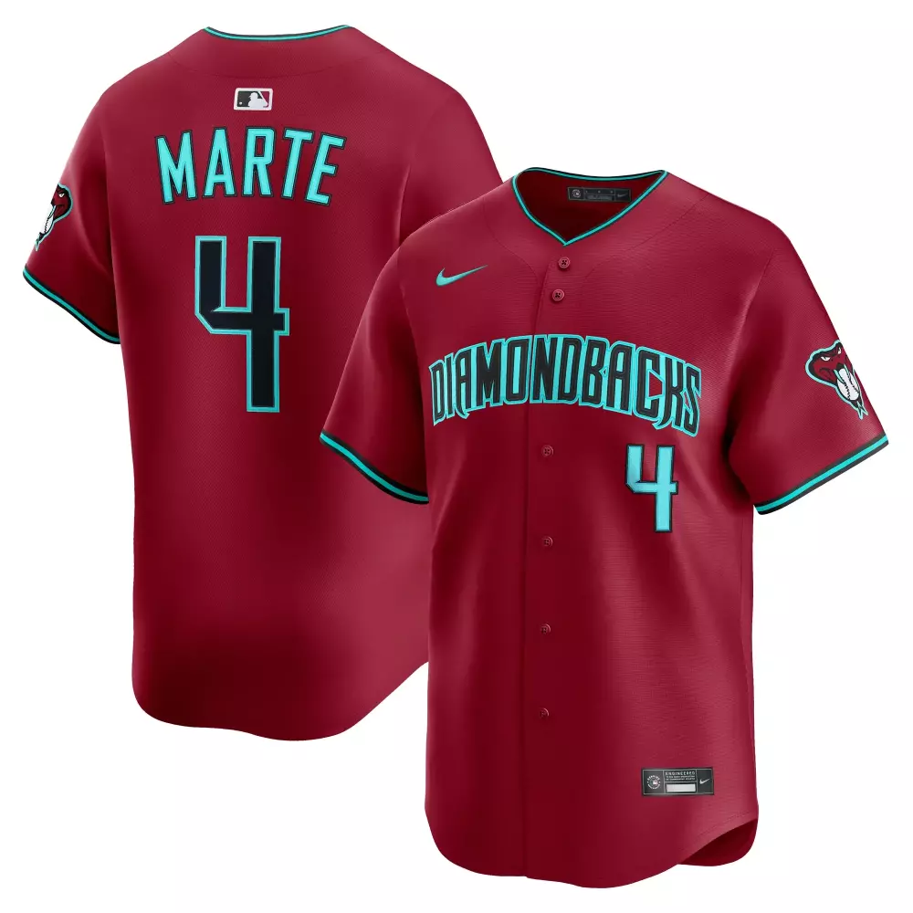 Ketel Marte 4 Diamondbacks Jersey Maroon Men Teal Black Alternate Limited