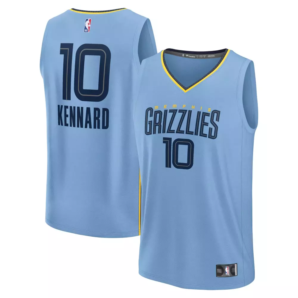 Luke Kennard 10 Memphis Grizzlies Jersey Light Blue Men NBA Dark Yellow Replica