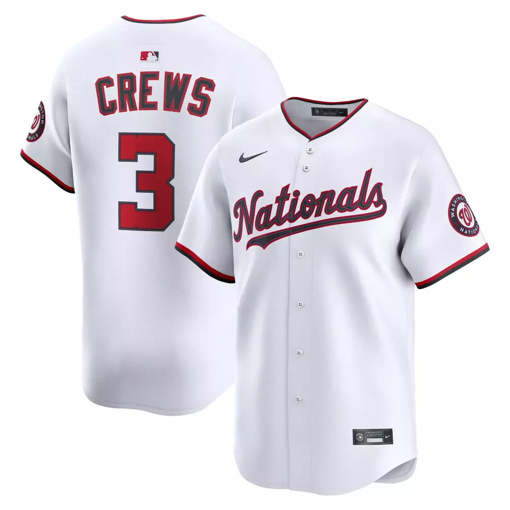 Dylan Crews 3 Nationals Jersey White Men Red Black Alternate Limited