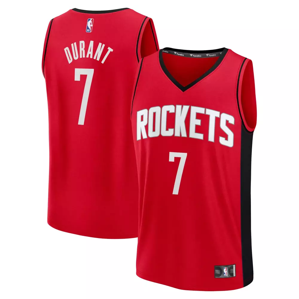 Kevin Durant 7 Rockets Jersey Red Men Black Replica Icon