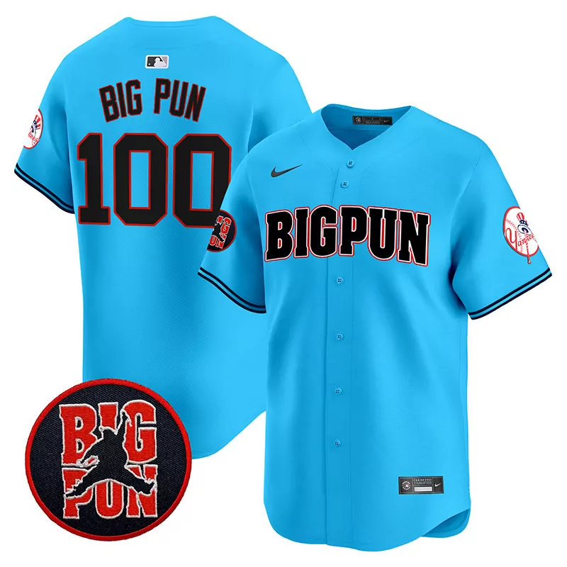 Big Pun New York Yankees Jersey Light Blue Collaboration Men Black White Navy Vapor