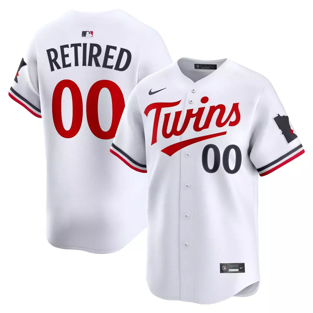 Retired Roster Minnesota Twins Jersey White Number Red Navy Home Limited