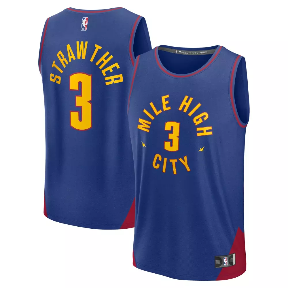 Julian Strawther 3 Denver Nuggets Jersey #002654 Men Standard #FDBB2D #AD0033 Replica