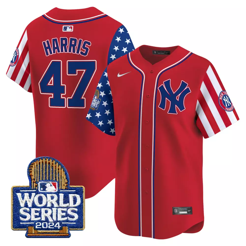 Kamala Harris 47 New York Yankees Jersey Red World Series 2024 Men Alternate Split Design