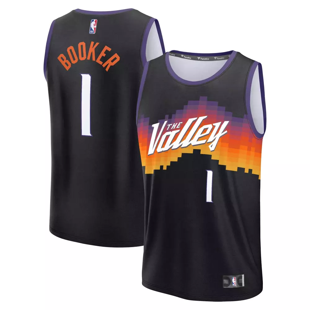 Devin Booker 1 Phoenix Suns Jersey Black Men The Valley Alternate Split Design Purple