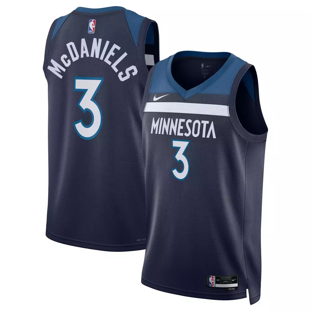 Jaden Mcdaniels 3 Jersey Navy Minnesota Timberwolves Men Swingman Teal White Unisex