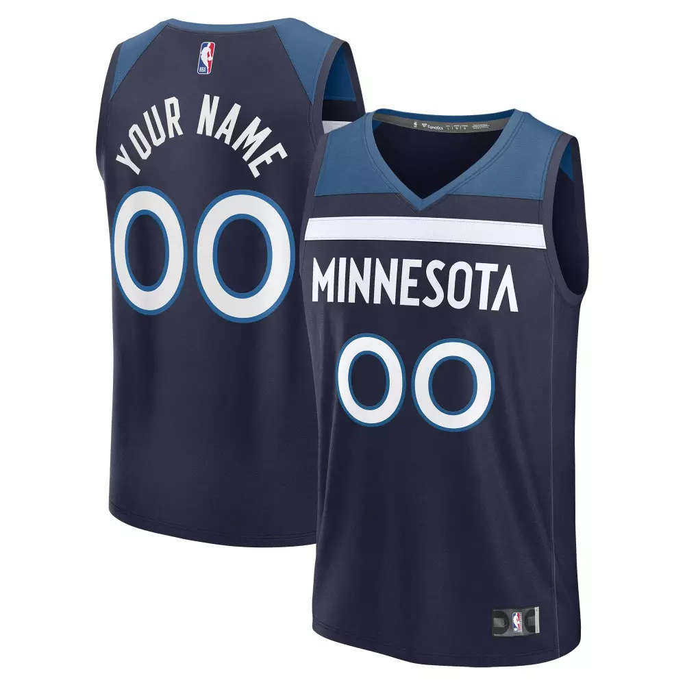 Custom Minnesota Timberwolves Jersey Navy Men White Teal Icon