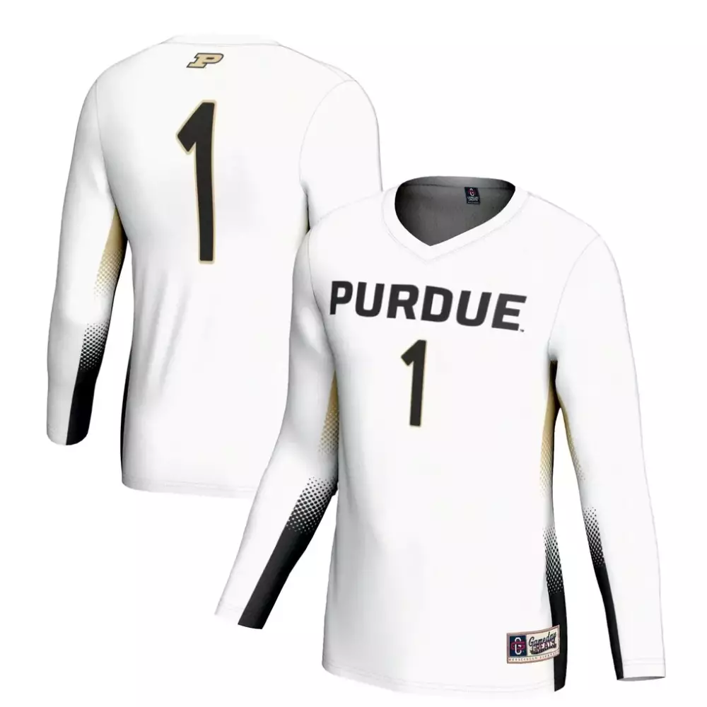 Purdue 1 Jersey White Game Day Volleyball Black Gold Gameday Unisex