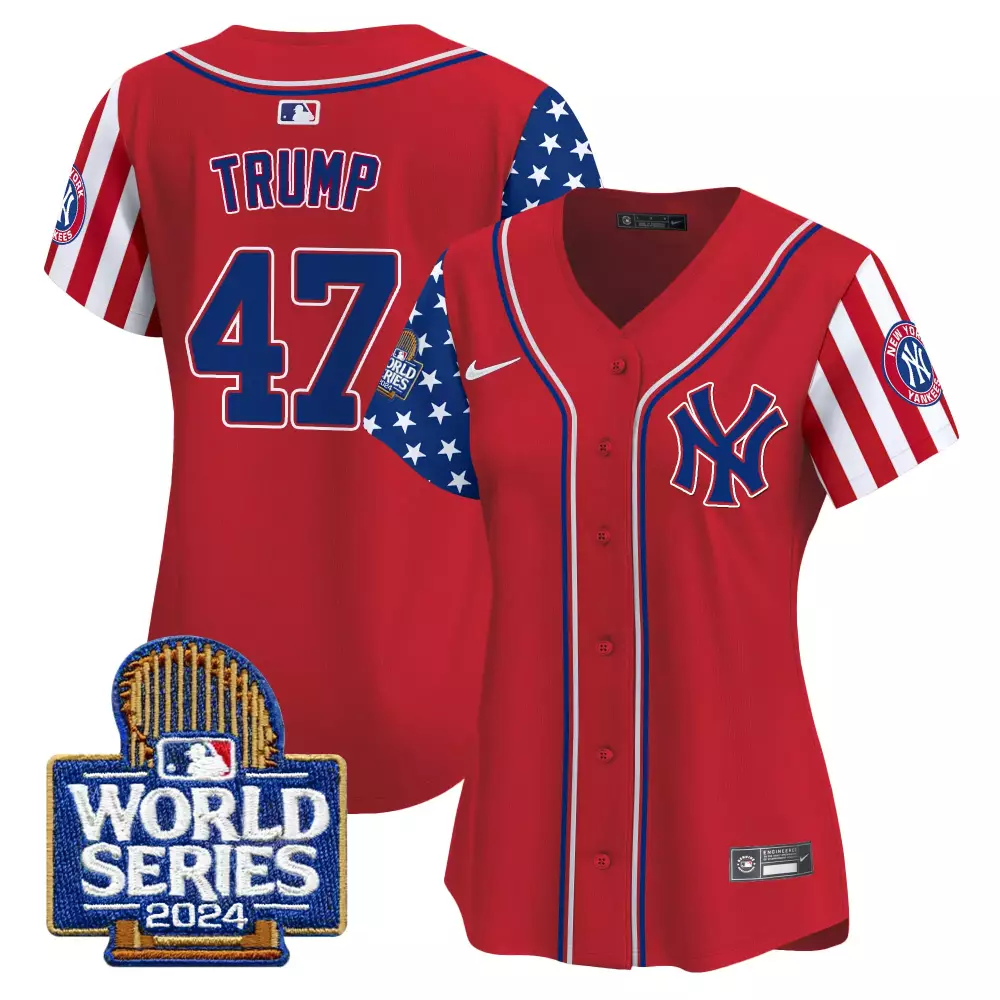 Donald Trump 47 New York Yankees Jersey Red World Series 2024 Men Split Design Blue