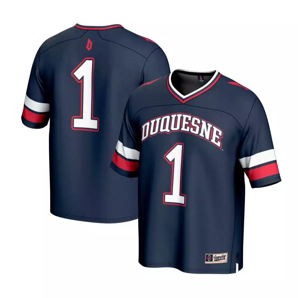Duquesne Dukes 1 Jersey Navy Lacrosse White Red Gameday Fashion