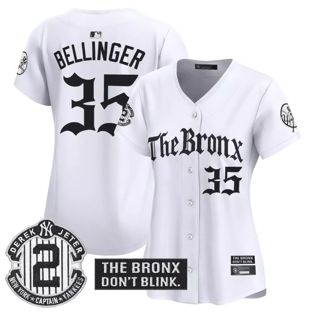 Luka Don 35 New York Yankees Jersey White The Bronx Don't Blink 2023 Men Black Stitched